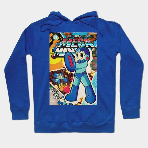 Mega Man Vintage Comic Cover Hoodie by MichaelJLarson